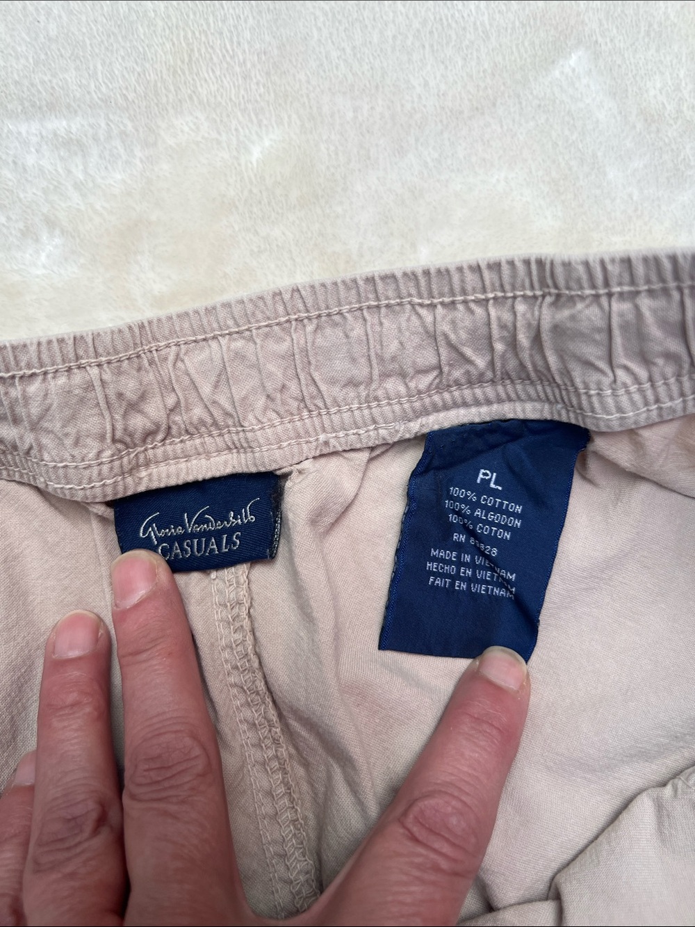GLORIA VANDERBILT 🏝️ BUNDLE OF 2 COTTON TAN/GREEN CAPRI PANTS Women’s Petite L - Picture 5 of 6